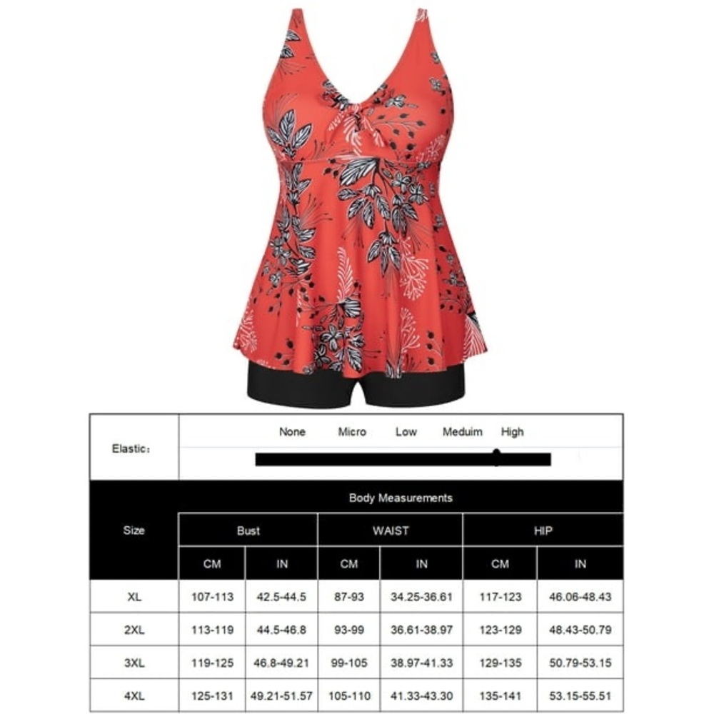 Rivelino Plus Size V-Neck Tankini with Boyshorts Two-Piece Bowknot - Picture 8 of 9